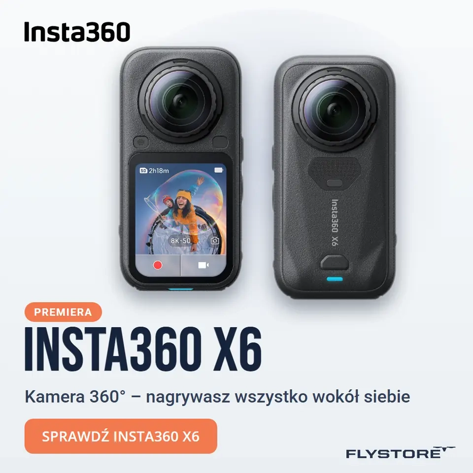Insta360 X6 – kamera 360° widoczna z przodu i z tyłu