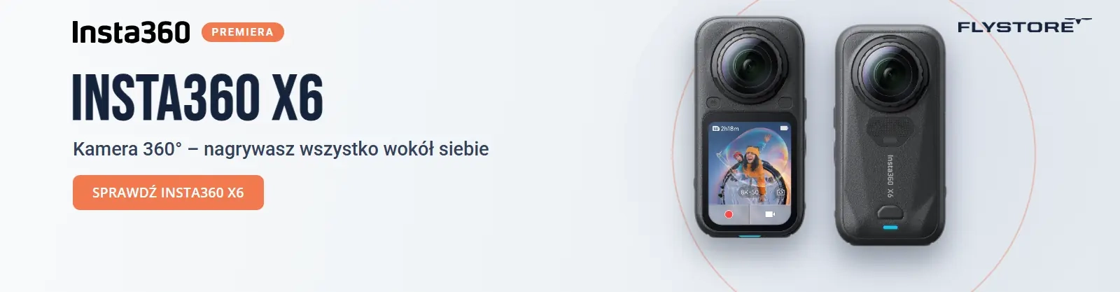 Insta360 X6 – kamera 360° widoczna z przodu i z tyłu