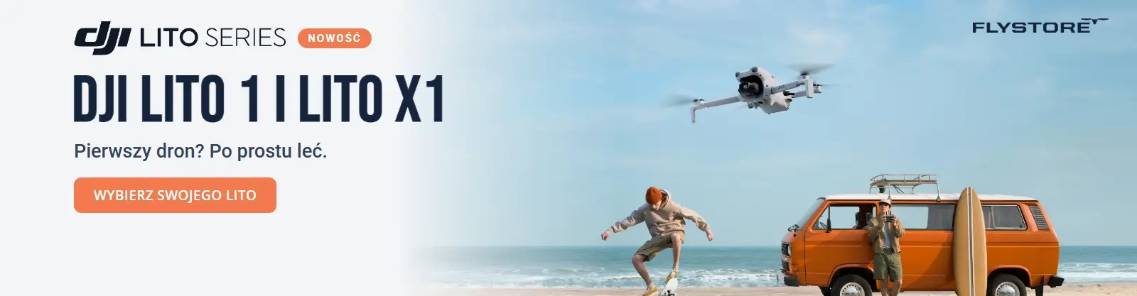 DJI Lito 1 i Lito X1 – dron w locie nad plażą