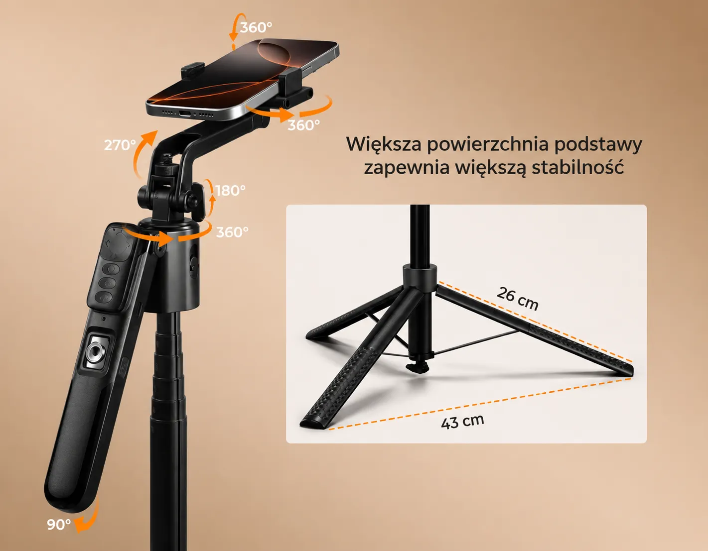 Śledzenie AI 360 stopni w statywie K&F Concept KF15.0006