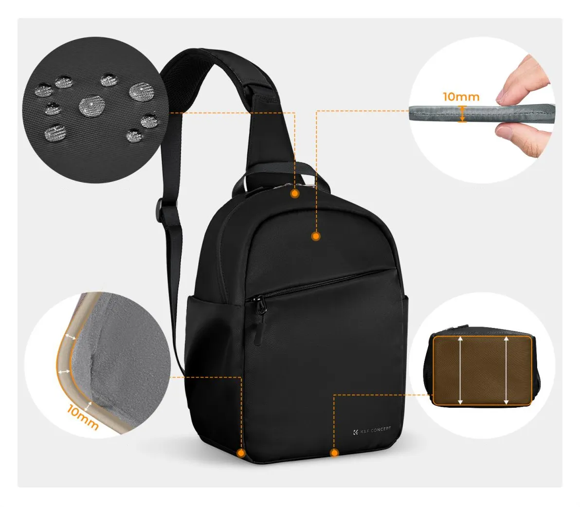 Wodoodporny materiał Polyester Fiber w plecaku K&F Concept Sling Bag 5L