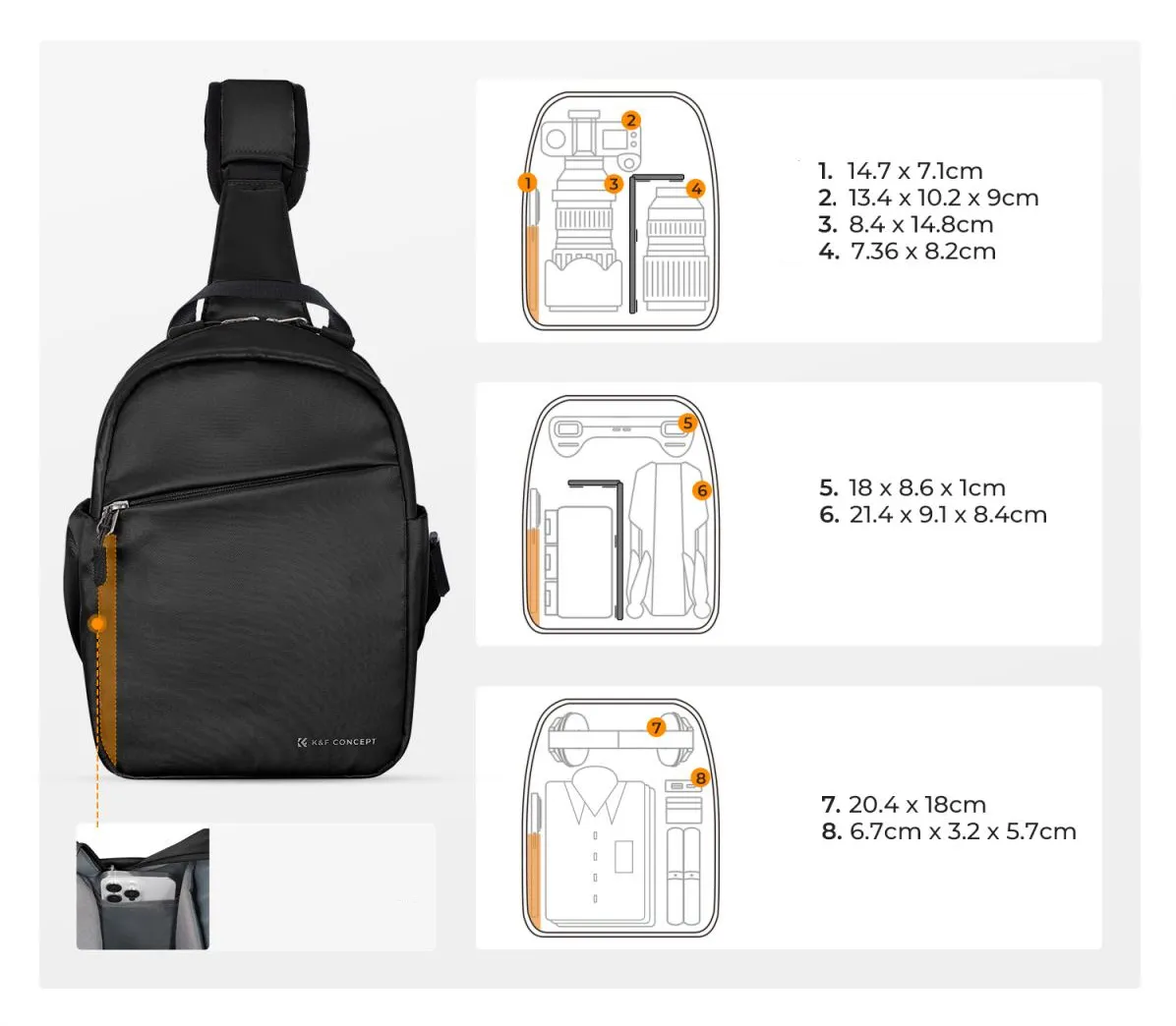 Sling Bag i Crossbody K&F Concept z szybkim dostępem do sprzętu