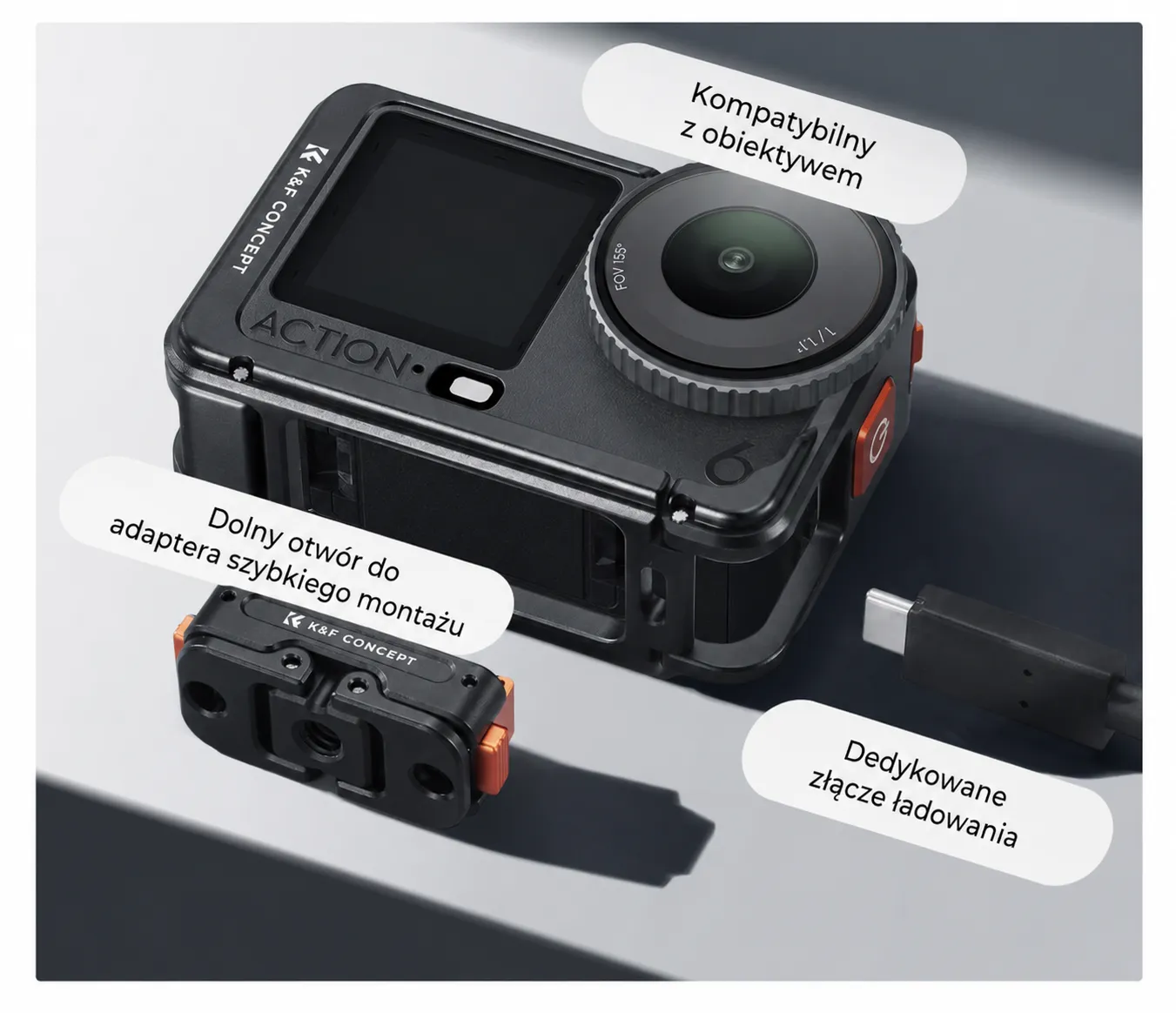 Szybki montaż bez narzędzi ramki K&F CONCEPT do DJI Osmo Action 6