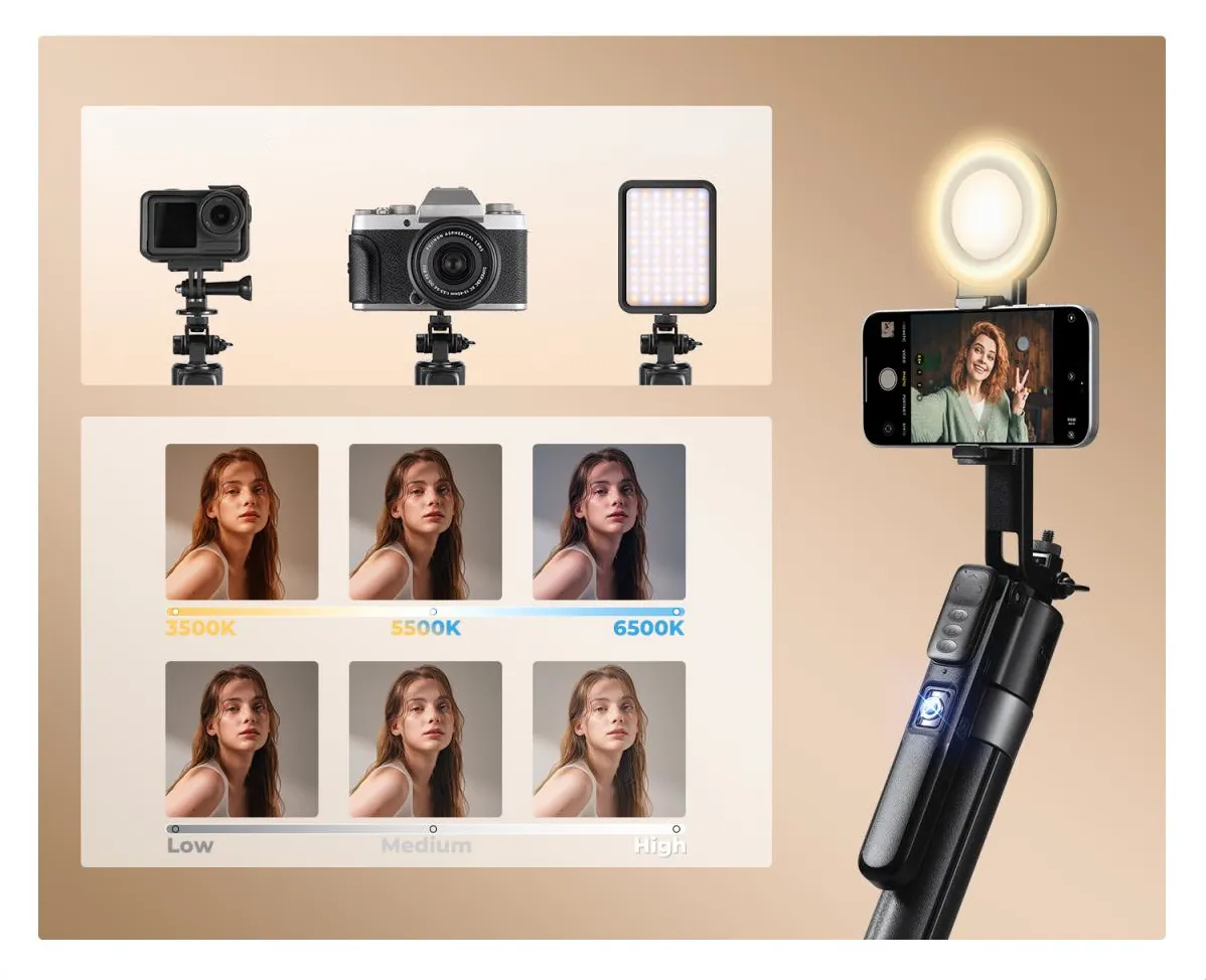 Sterowanie gestami i pilot Bluetooth w statywie K&F Concept AI