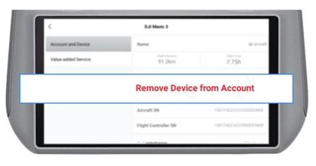 Zrzut ekranu Remove Device from Account