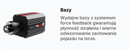 Wydajne bazy z systemem force feedback gwarantują płynność działania i wierne odwzorowanie zachowania pojazdu na torze..