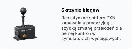 Realistyczne shiftery PXN zapewniają precyzyjną i szybką zmianę przełożeń dla pełnej kontroli w symulatorach wyścigowych.