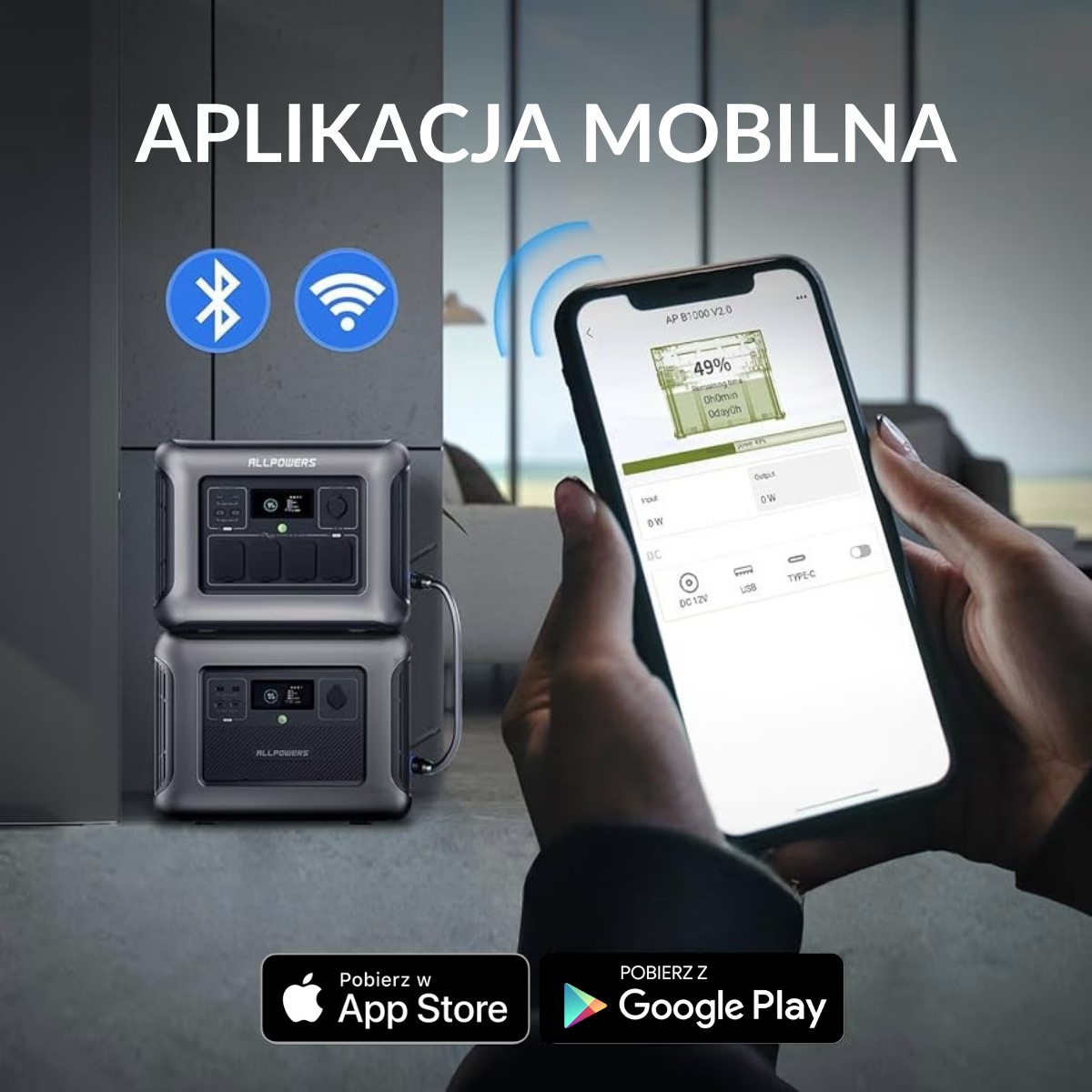 Sterowanie ALLPOWERS B1000 przez aplikację Wi-Fi i Bluetooth