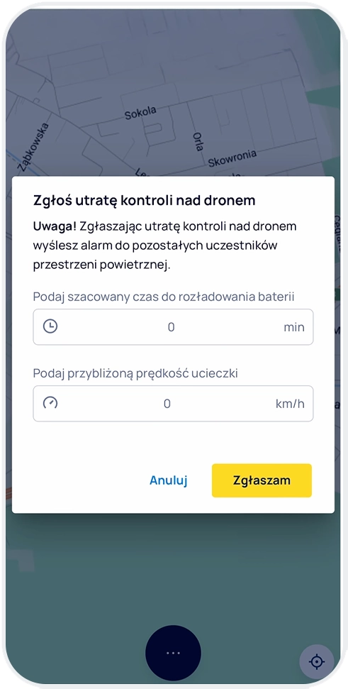 Zgłoszenie utraty kontroli