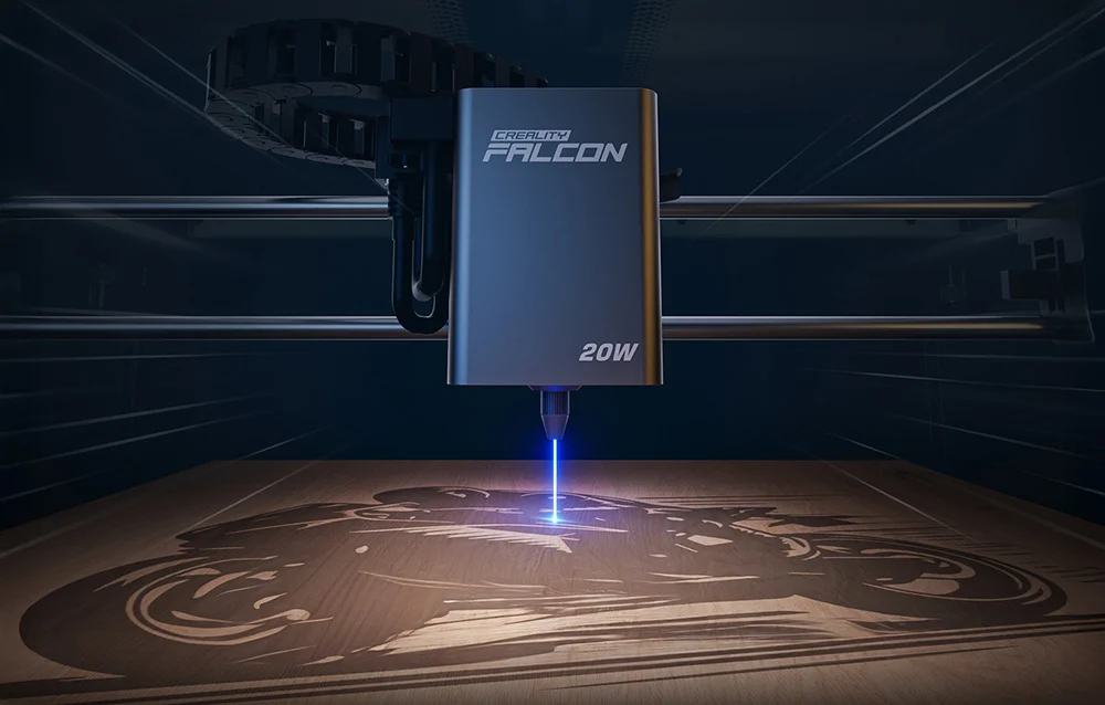 Diodowy moduł lasera 20W o ultra cienkiej plamce grawerującej w modelu Creality Falcon A1 Pro