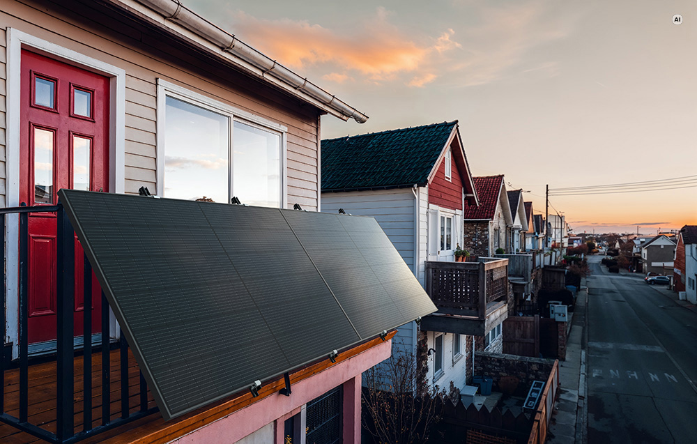 Panele fotowoltaiczne EcoFlow Trina Solar 520 W na balkonie