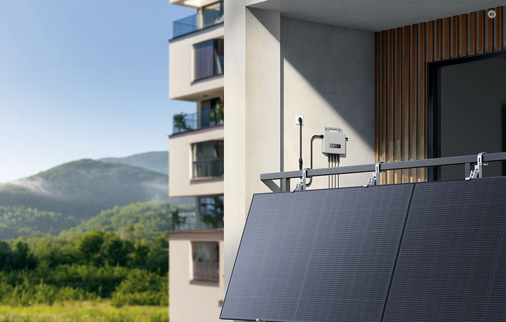 Kompaktowy mikroinwerter EcoFlow STREAM zamontowany przy panelach