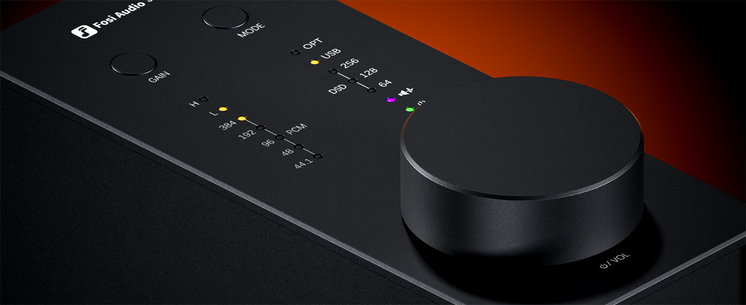 Fosi Audio SK02 – wielofunkcyjne pokrętło: głośność, play/pause oraz mute dla szybkiej obsługi