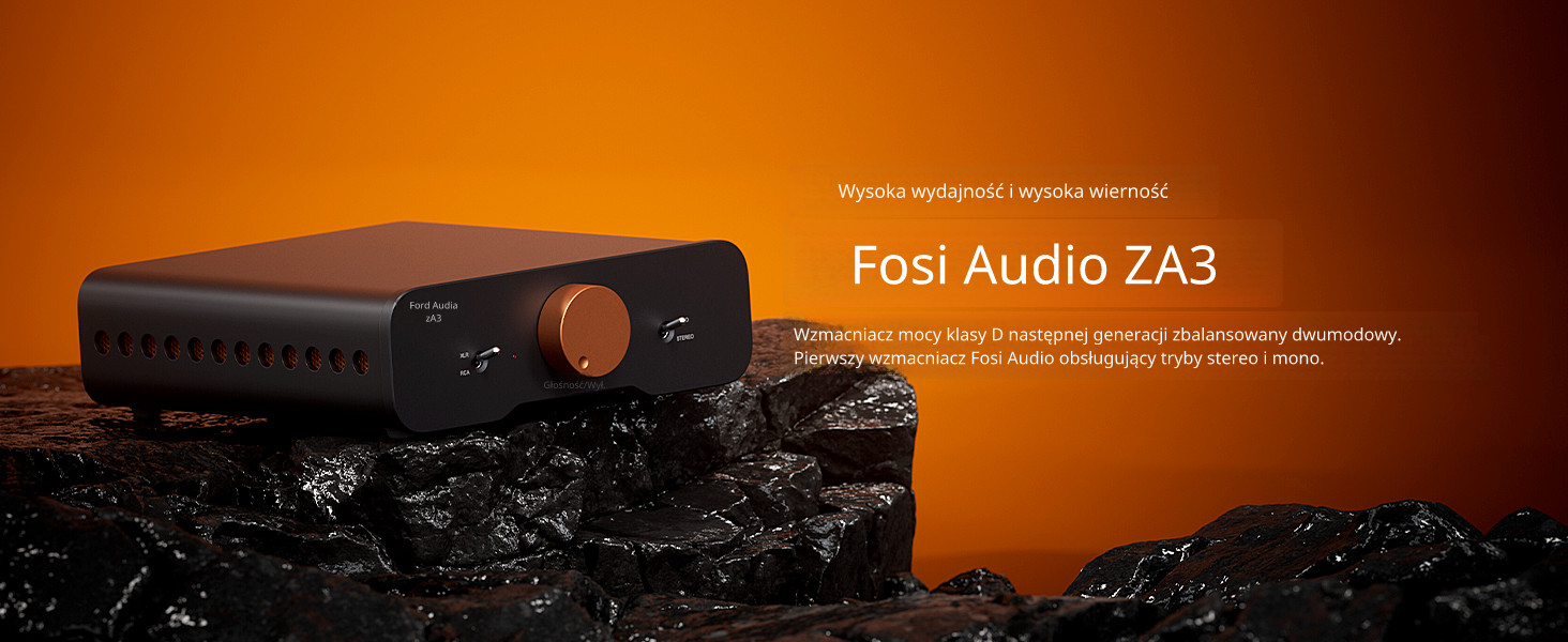 Fosi Audio ZA3 — widok ogólny kompaktowego wzmacniacza