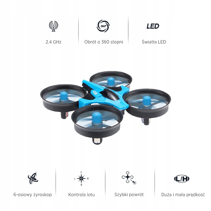 Zabawkowy lekki dron na pilot, zdalnie sterowany dla dziecka JJRC H36 2.4G