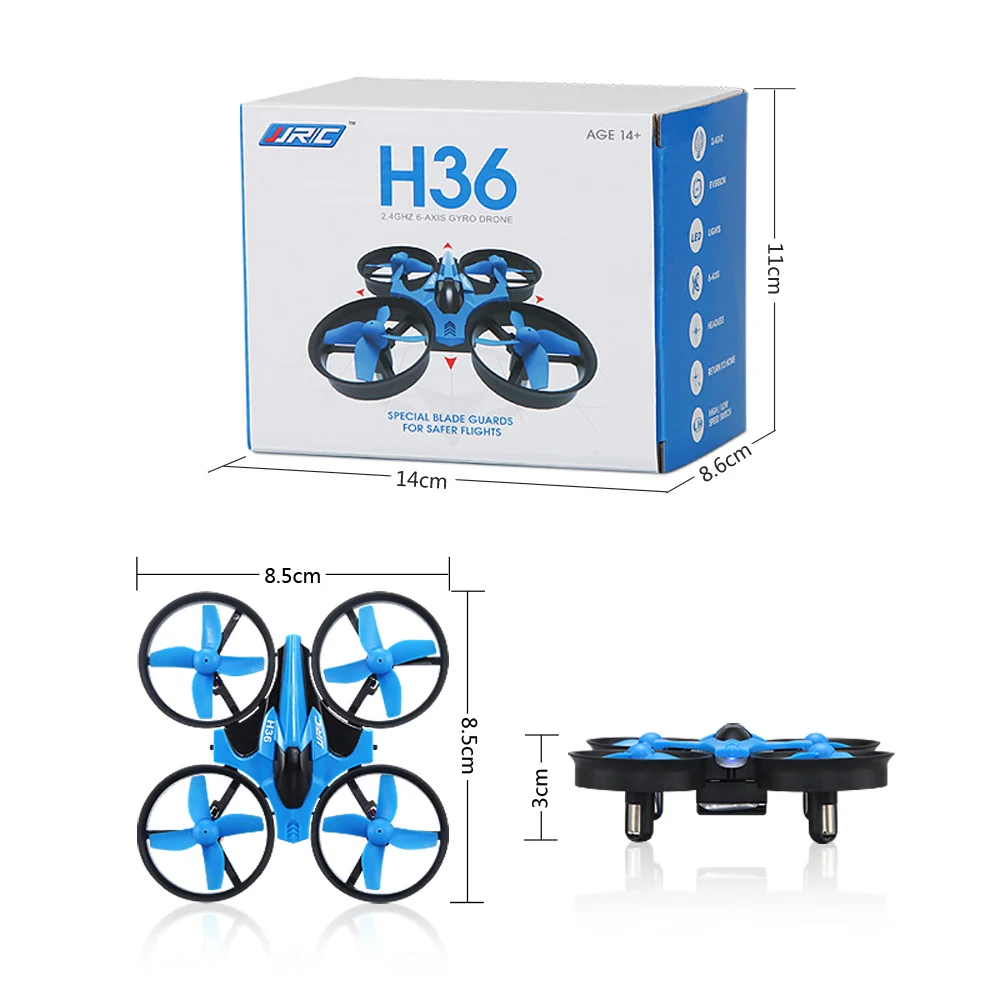 Zabawkowy lekki dron na pilot, zdalnie sterowany dla dziecka JJRC H36 2.4G