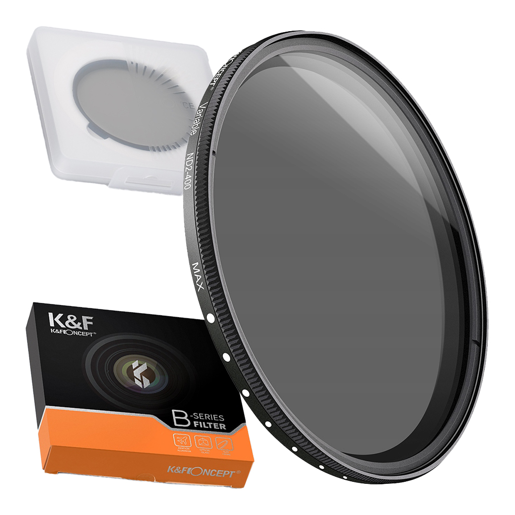 Regulowany filtr szary K&F Concept o zmiennej gęstości ND2-ND400 z gwintem o średnicy 67 mm.