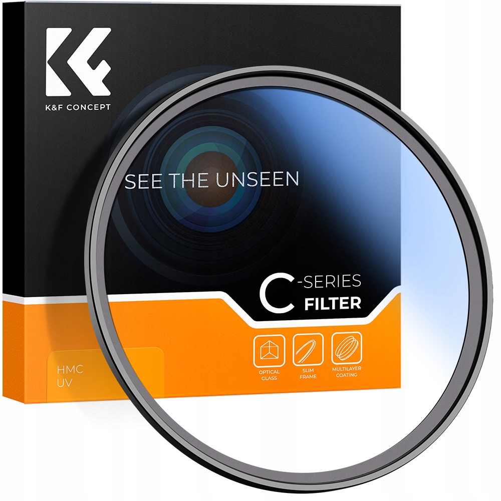 Ochronny filtr ultrafioletowy UV K&F Concept na gwint o średnicy 58 mm.