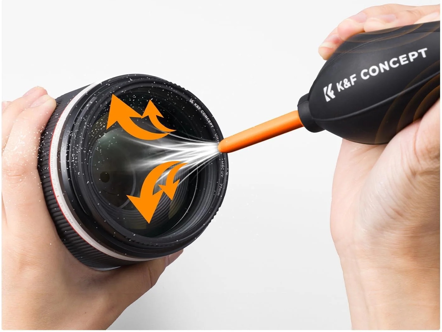 Gruszka powietrzna oraz pióro czyszczące do optyki K&F Concept.