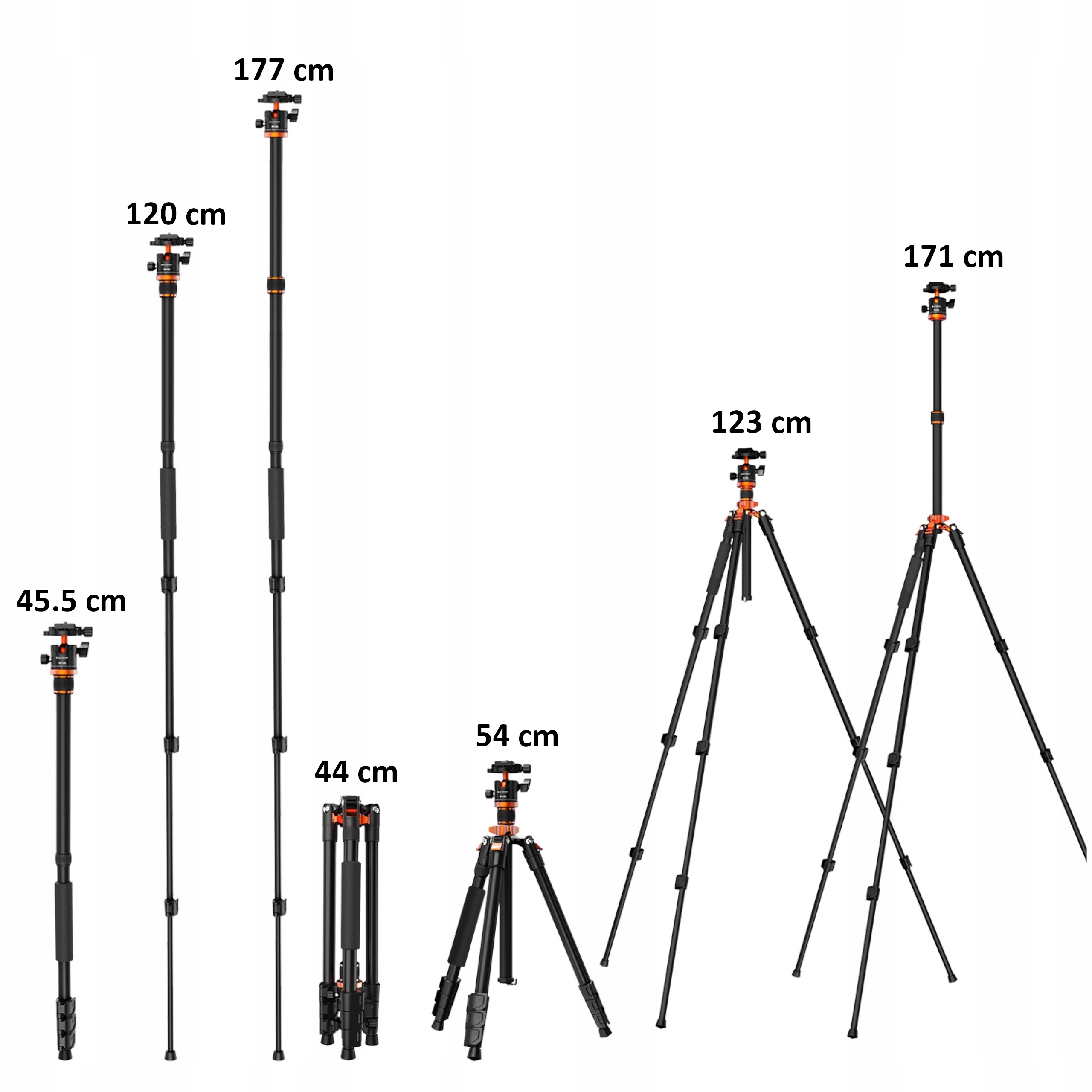 Złożony statyw K&F Concept gotowy do transportu