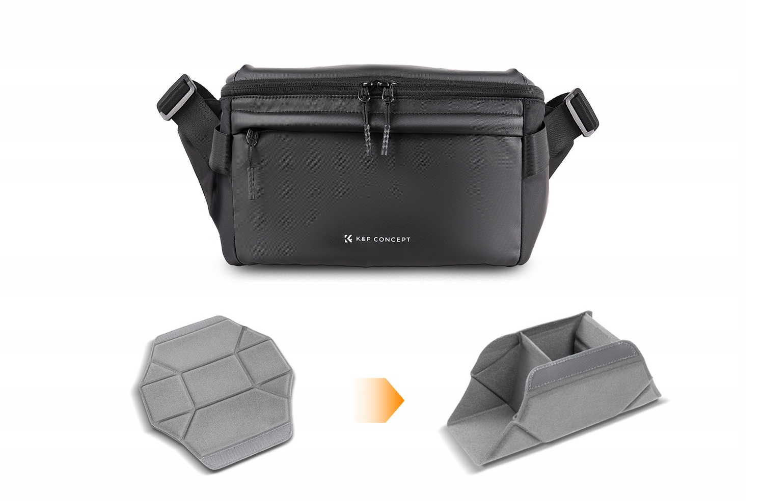 Fabryczny zestaw torby fotograficznej K&F Concept Nature Wander Sling Bag 10L w oryginalnym opakowaniu.