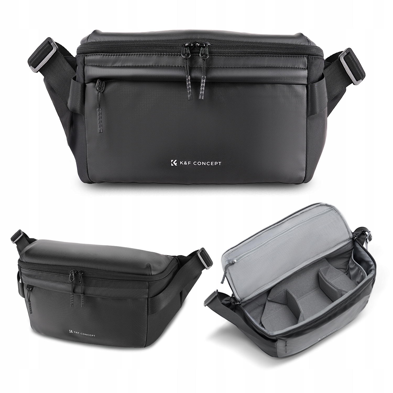 Czarna torba fotograficzna typu Sling Bag K&F Concept Nature Wander o pojemności 10 litrów.