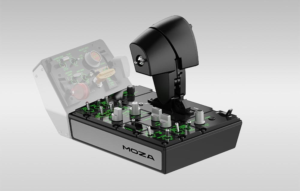 Przepustnica lotnicza Moza Racing MTP AS008 z licznymi przełącznikami i podświetleniem
