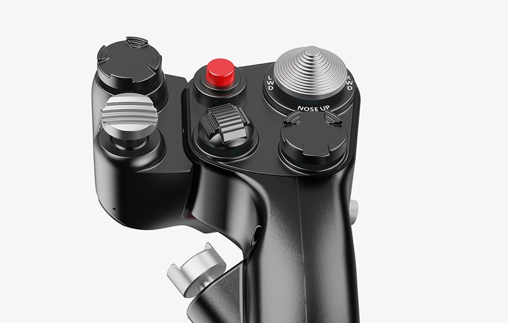 Drążek sterowy MOZA MH16 podłączony do bazy lotniczej w trybie plug and play