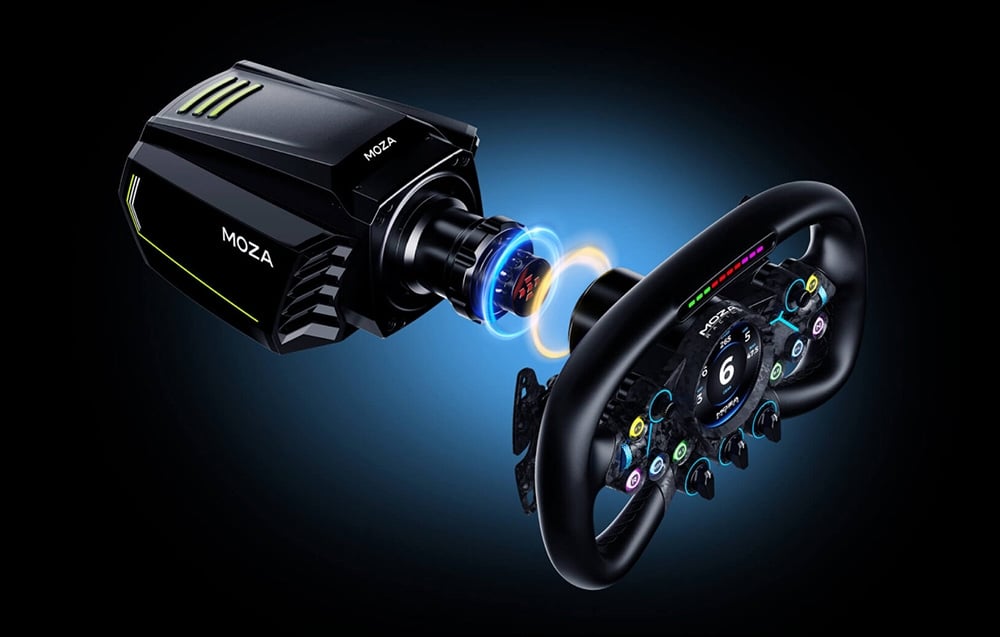 Moza Vision GS RS064 joystick, enkodery i funky switch na przednim panelu