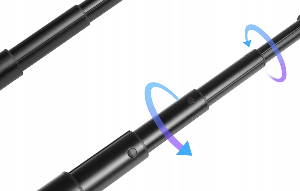 Mechanizm składania z obrotową blokadą w 5-sekcyjnym selfie sticku aluminiowym.