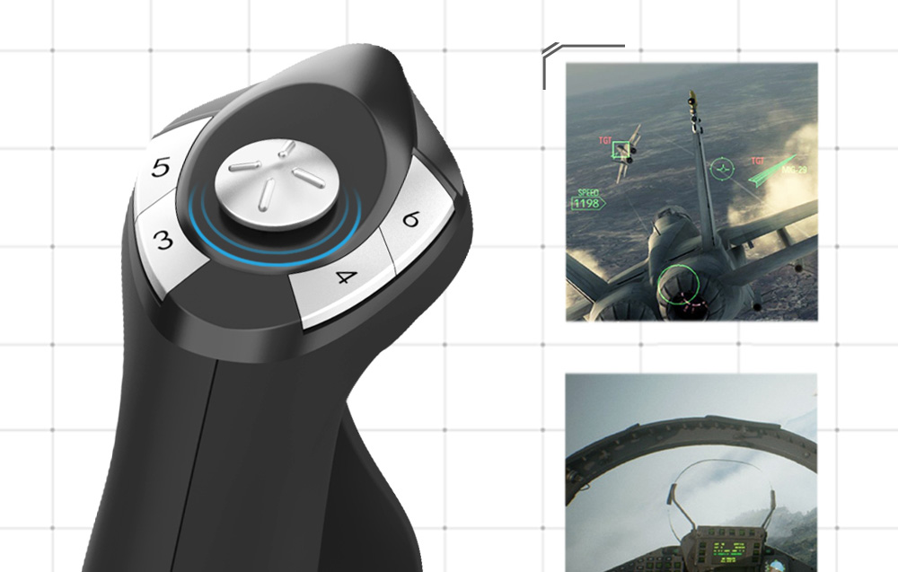 Joystick PXN-2119 Pro w dłoni gracza z widocznymi przyciskami
