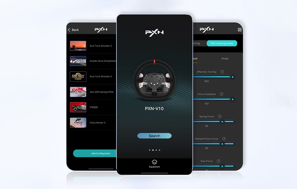 Aplikacja PXN Wheel — szybkie profile i konfiguracje