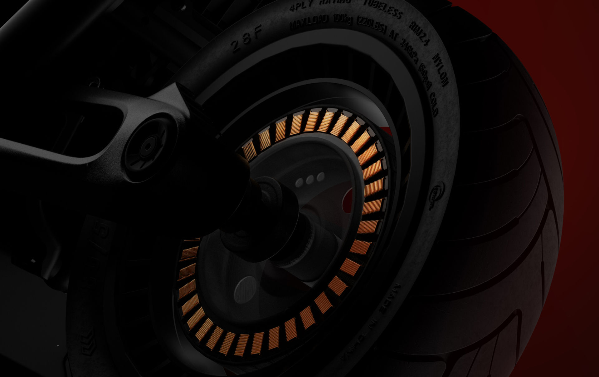 Tylne koło napędowe hulajnogi Segway GT3 D wyposażone w silnik o mocy maksymalnej 2400 W.