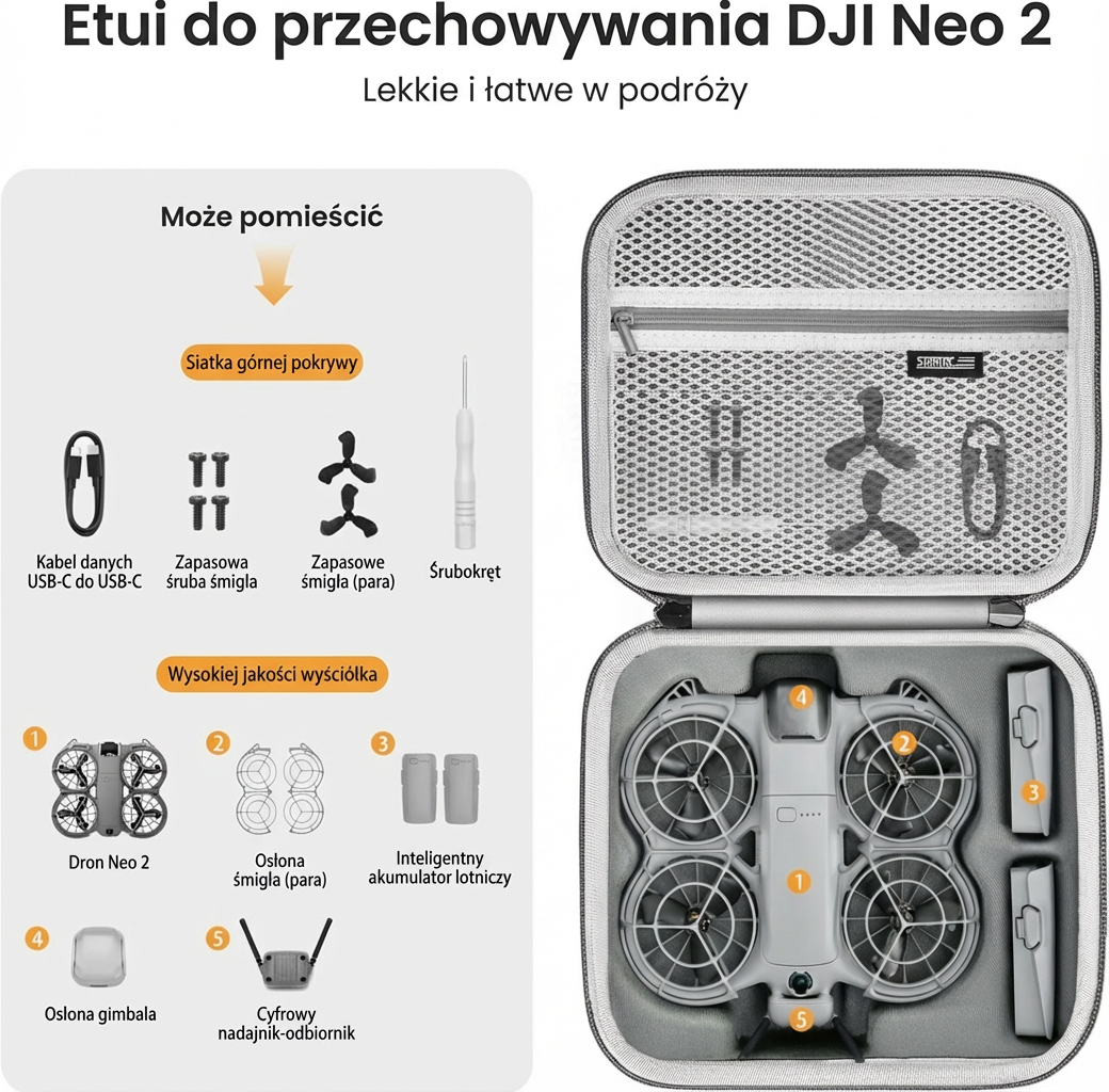 Wnętrze torby STARTRC z przegrodami