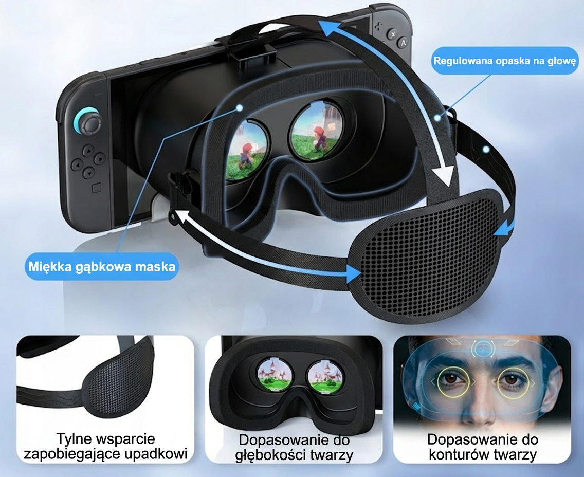 Regulowane soczewki w goglach VR do Switch 2