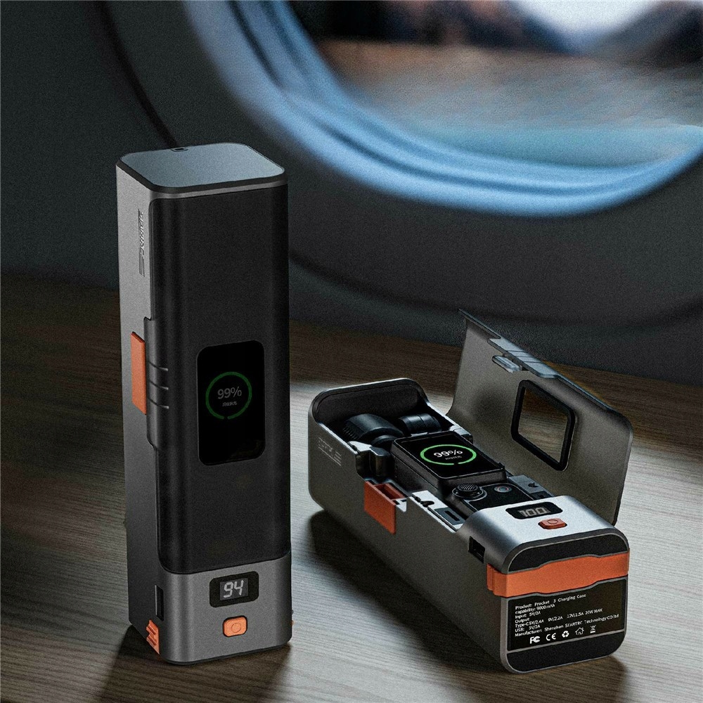 Etui STARTRC 9000 mAh – szybkie doładowanie Osmo Pocket 3 od 10% do 80% w ok. 25 min, pełne w ~35 min.