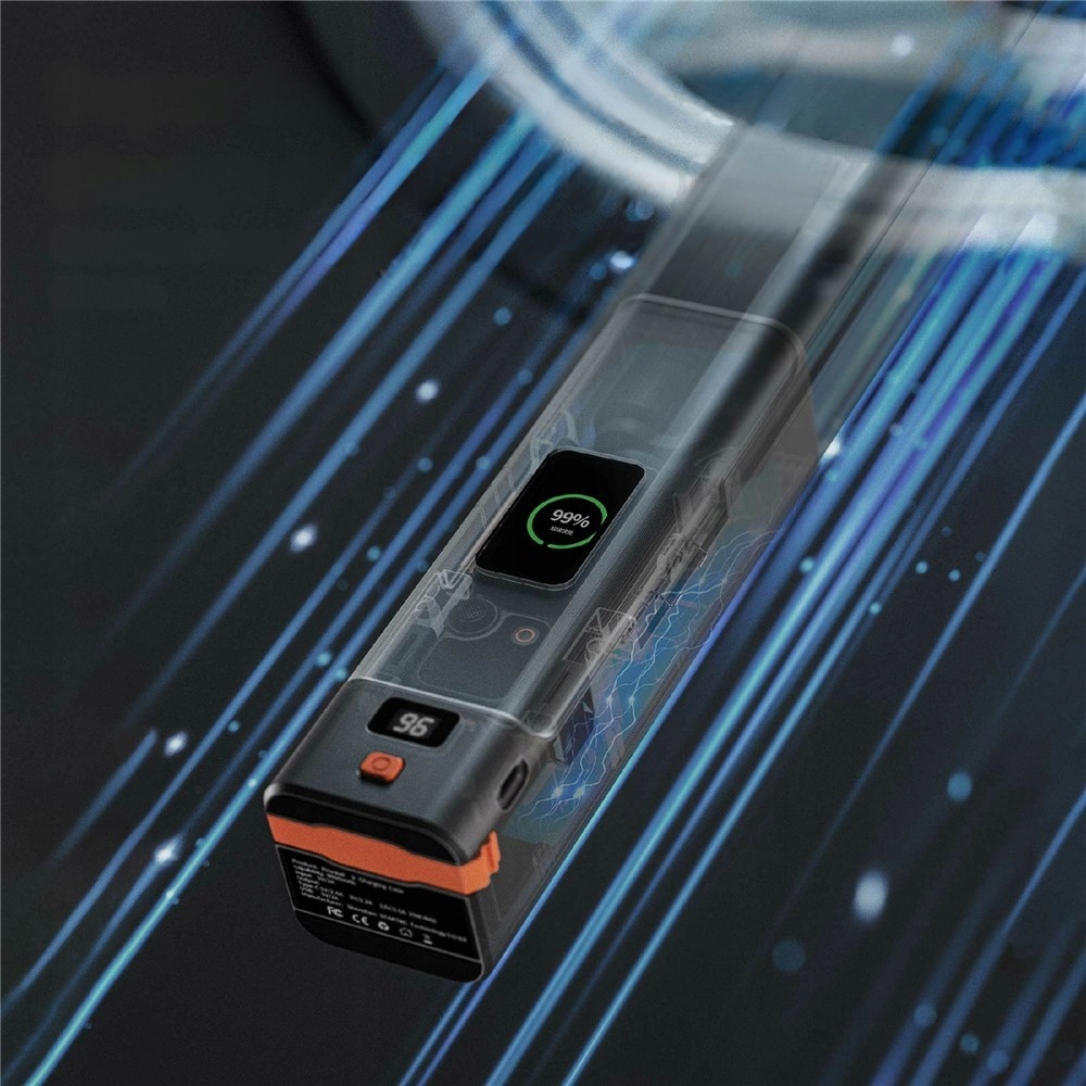 Etui z power bankiem STARTRC do DJI Osmo Pocket 3 – dwa USB-C (do 20 W) i USB-A 5 V/2 A oraz LCD pokazujący poziom naładowania.