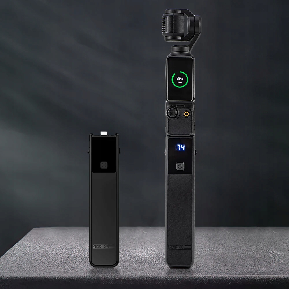 STARTRC Grip Power Bank 6000 mAh do DJI Pocket 3 – rączka bateryjna z wyświetlaczem LCD i szybkim ładowaniem 20 W.