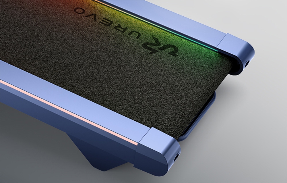 Detal dynamicznego podświetlenia RGB z możliwością wyboru 256 kolorów w bieżni domowej.