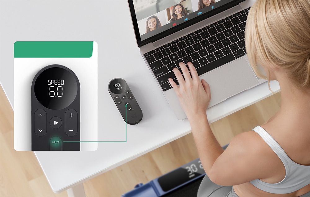 Aplikacja mobilna UREVO oraz pilot LED SmartControl do monitorowania parametrów treningu.
