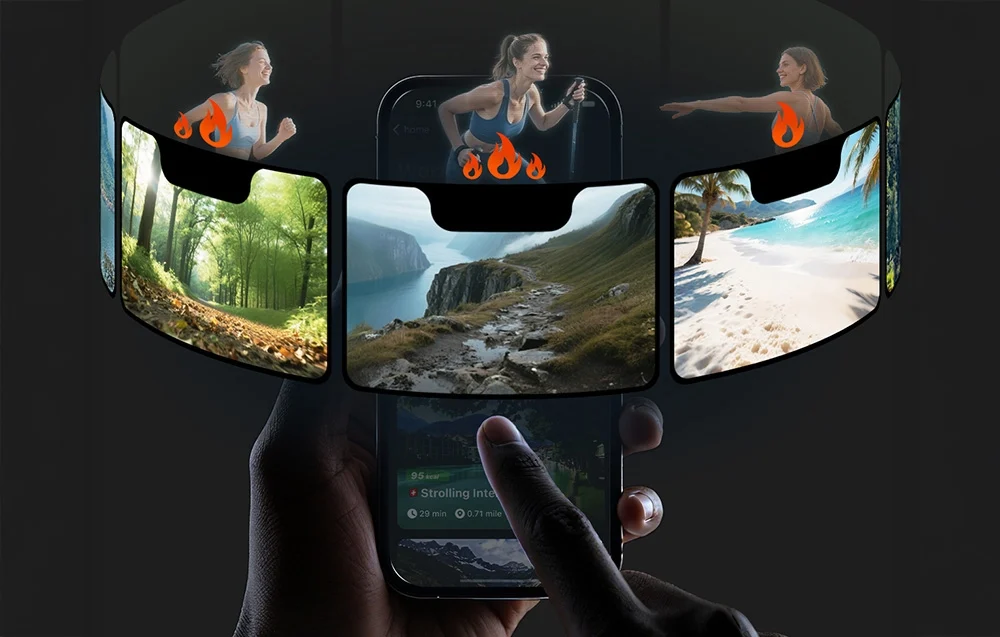 Interfejs aplikacji SmartCoach na smartfonie, połączony bezprzewodowo z bieżnią UREVO.