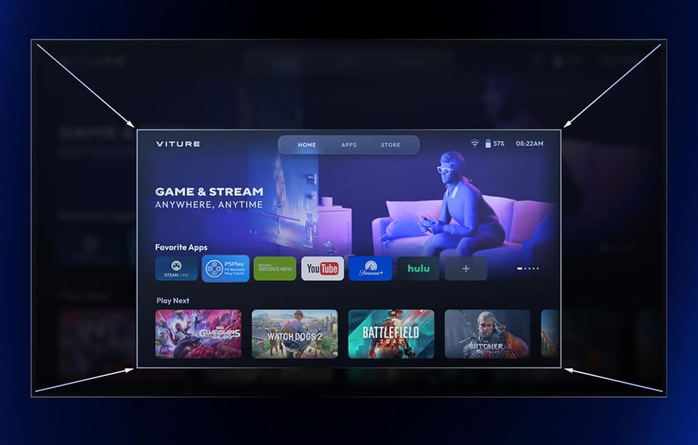 Ustawienia rozmiaru i położenia wirtualnego ekranu w VITURE One z trybem Ambient i Immersive