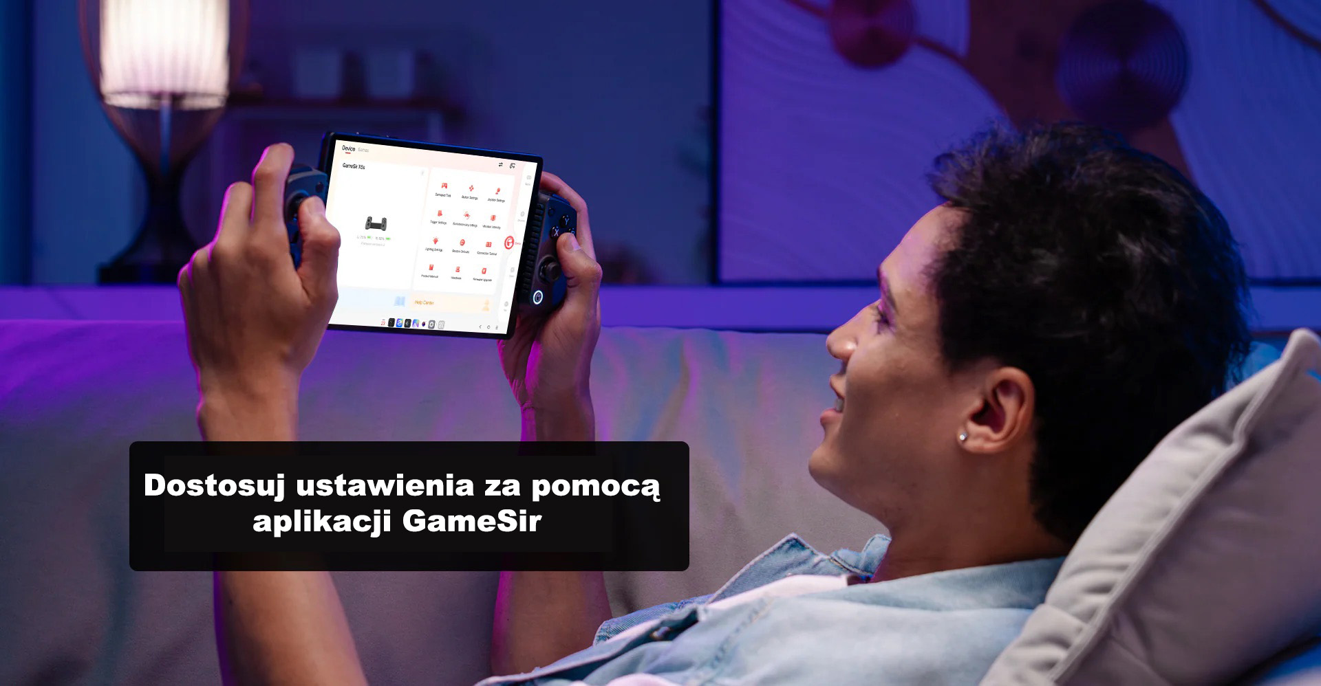 GameSir X5s — akcesoria i elementy zestawu zaprezentowane na grafice