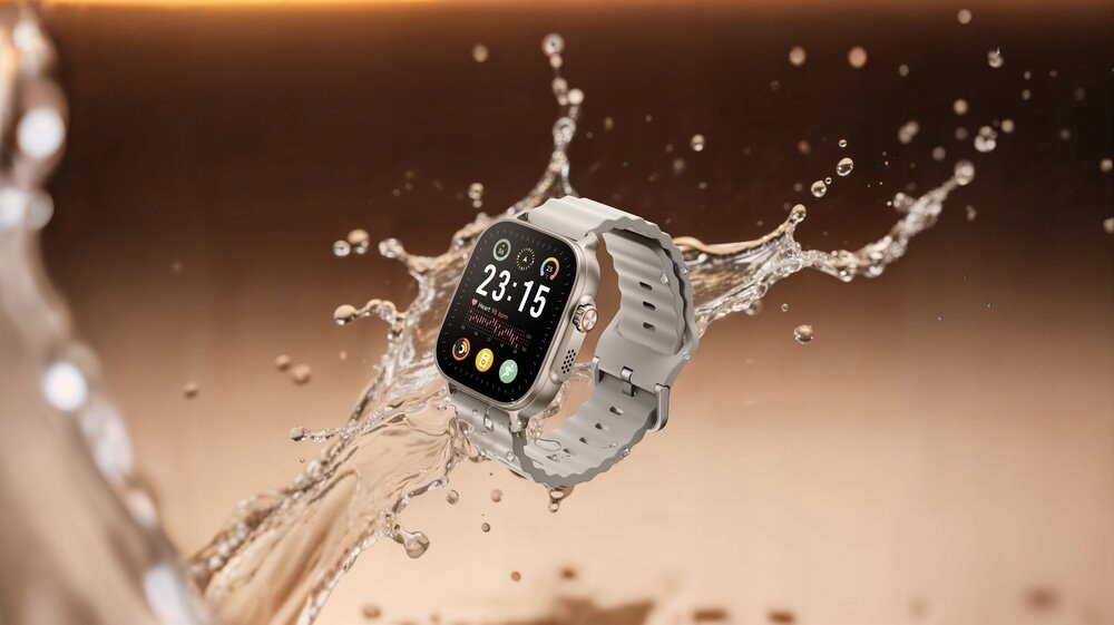 Duży, czytelny wyświetlacz AMOLED w srebrnej kopercie Realme Watch 5