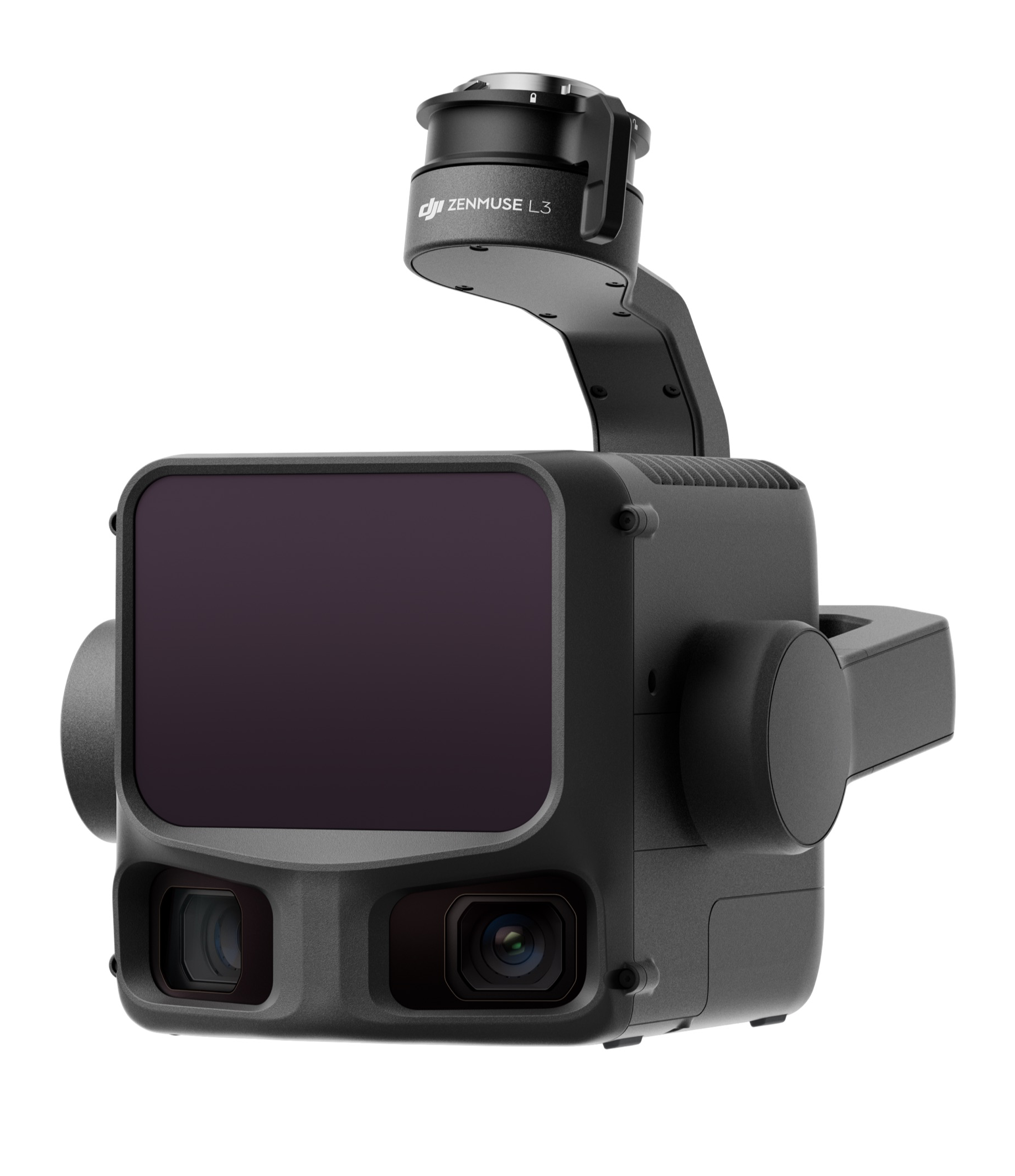 Kamera DJI Zenmuse L3 ustawiona na skale na tle górskich szczytów