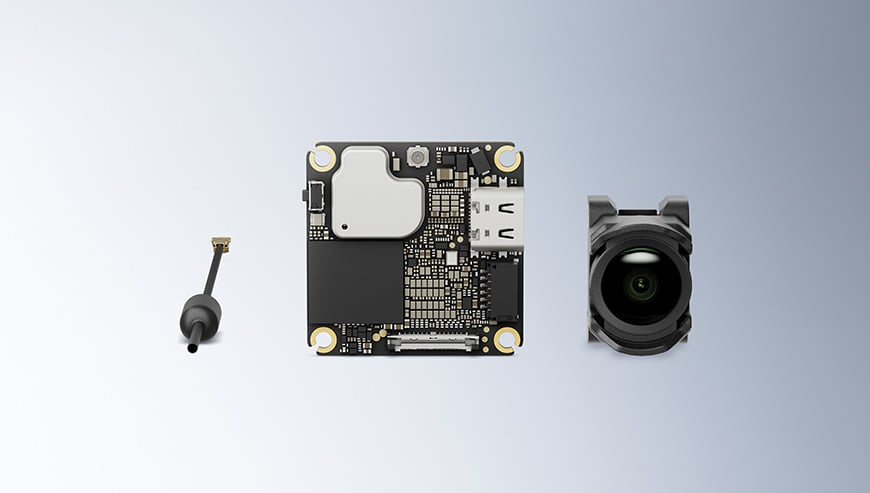 Kamera, antena i moduł transmisji systemu DJI O4 Wide Air Unit