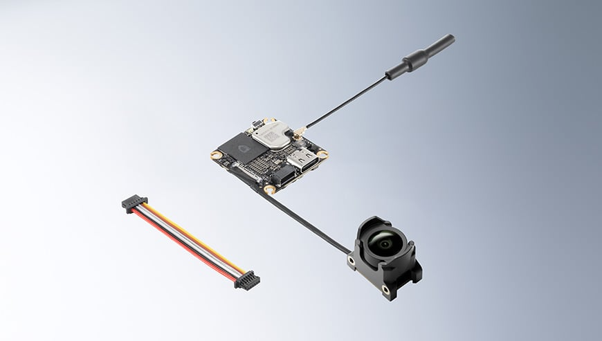 DJI O4 Wide Air Unit z kamerą, modułem transmisji, anteną i przewodem 3 w 1