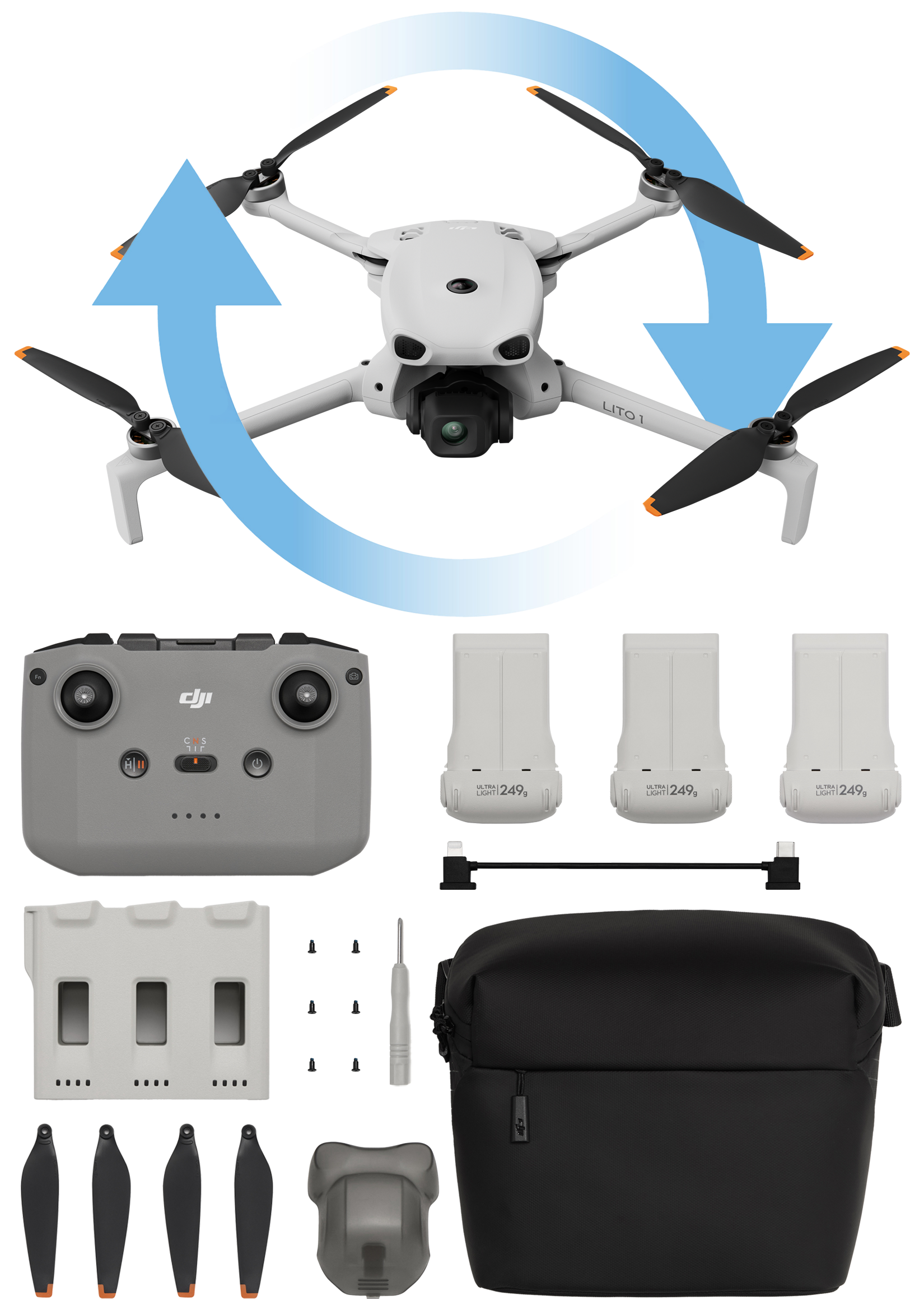 DJI Lito 1 Fly More Combo RC-N3 z DJI Care Refresh 1 rok