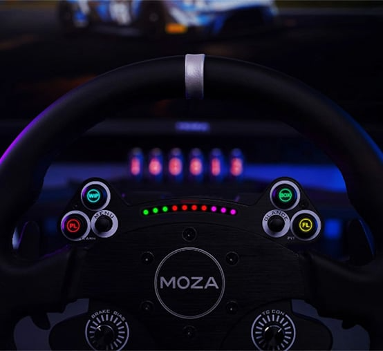 Przyciski enkodery łopatki i wskaźnik RGB kierownicy MOZA CS V2P