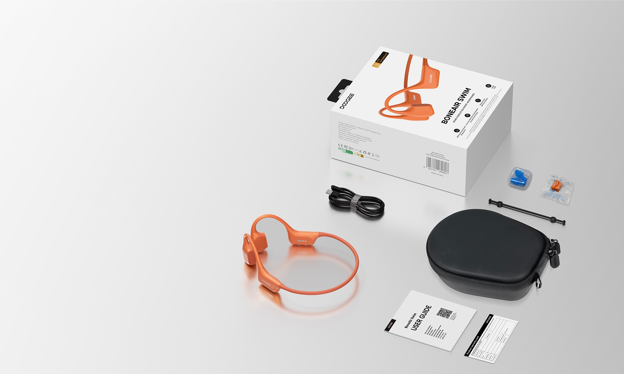 Zawartość zestawu DOOGEE BoneAir Swim Orange
